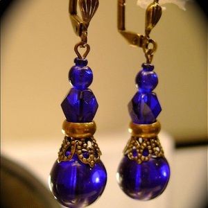 ARTISAN Patina Glass Earrings GARNET or COBALT ✨